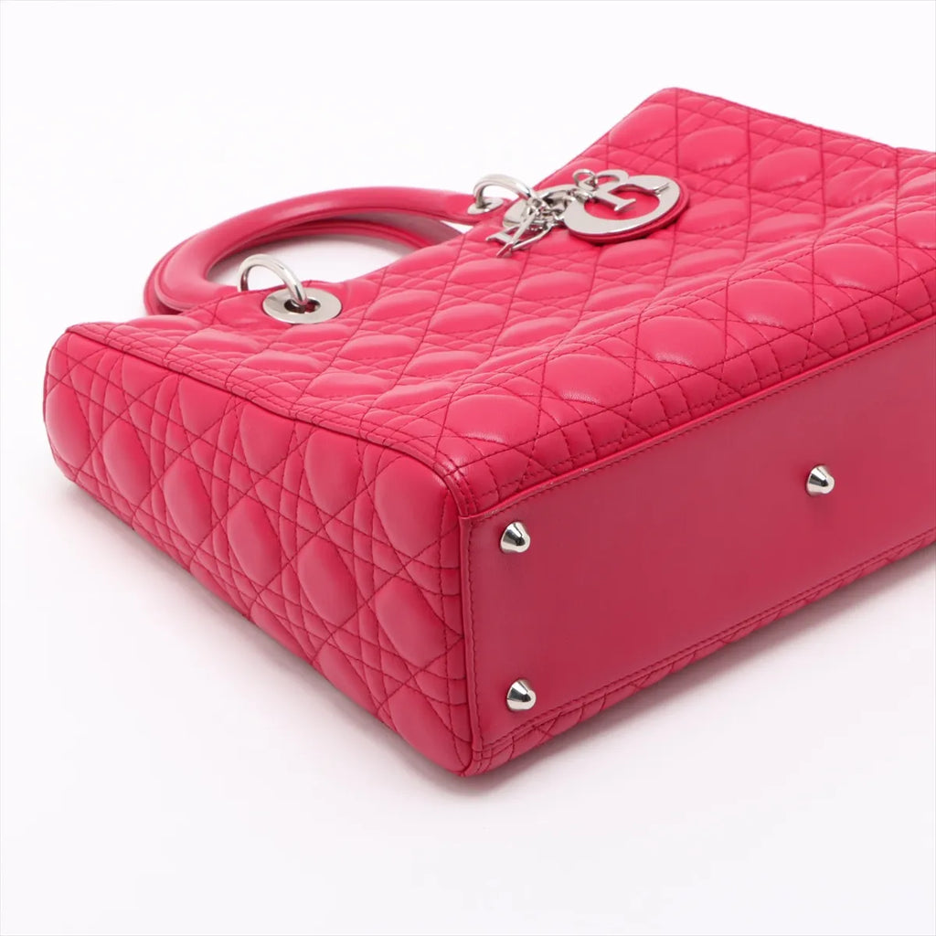 Lady Dior Large, Fuchsia Lambskin