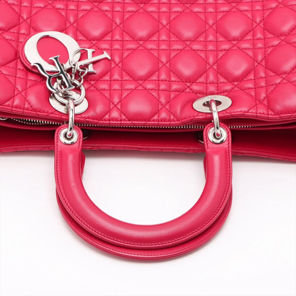 Lady Dior Large, Fuchsia Lambskin