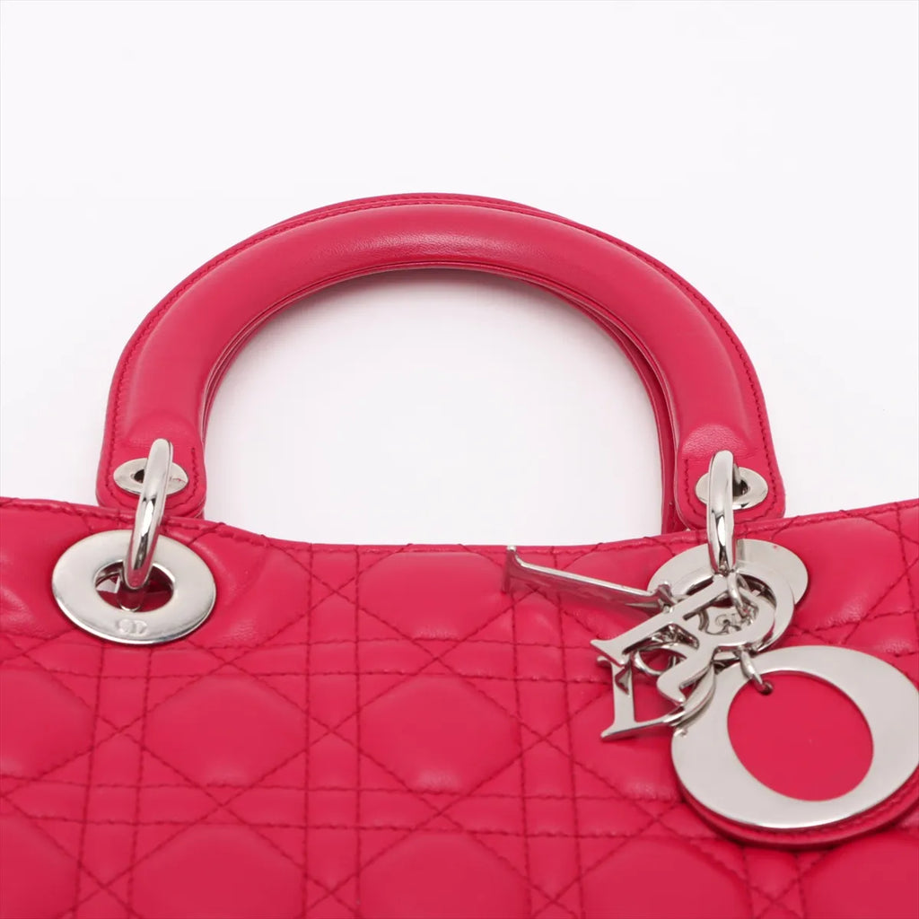 Lady Dior Large, Fuchsia Lambskin