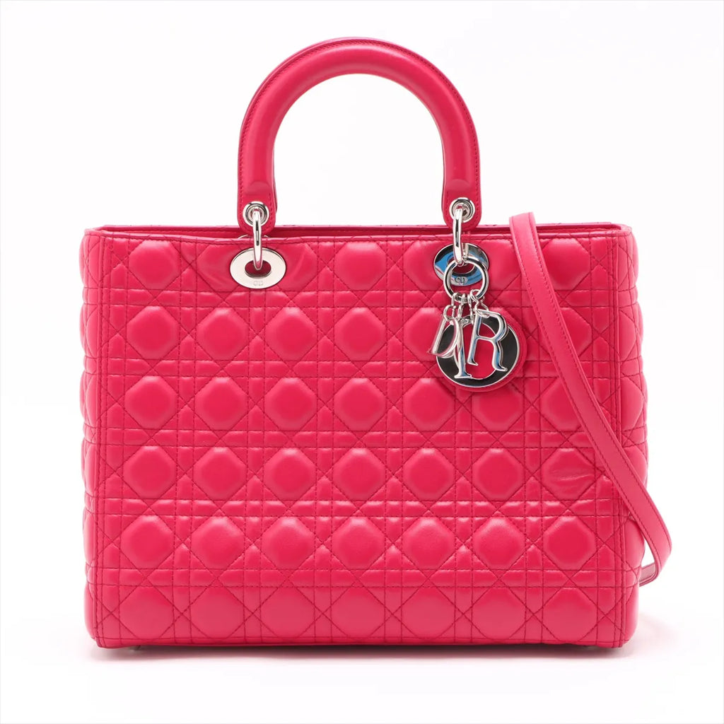 Lady Dior Large, Fuchsia Lambskin