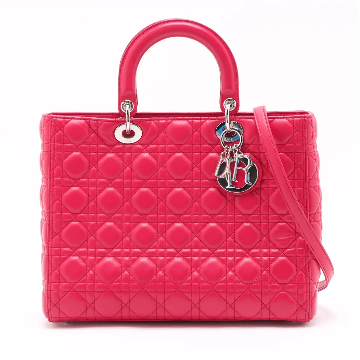 Lady Dior Large, Fuchsia Lambskin