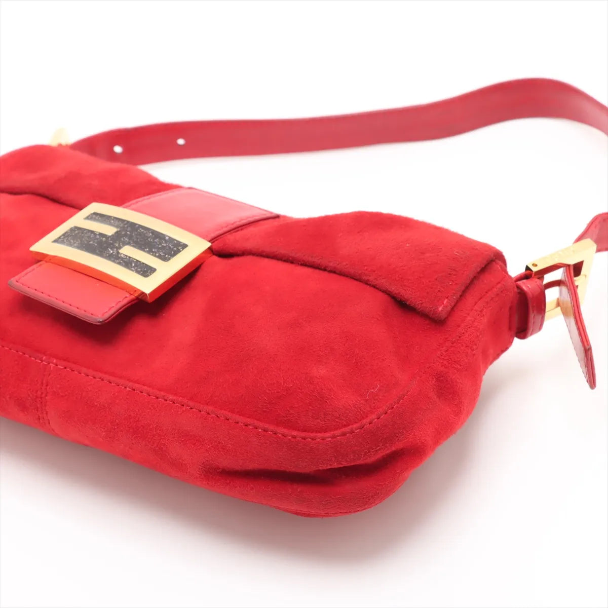 Fendi Mamma Baguette Red Suede