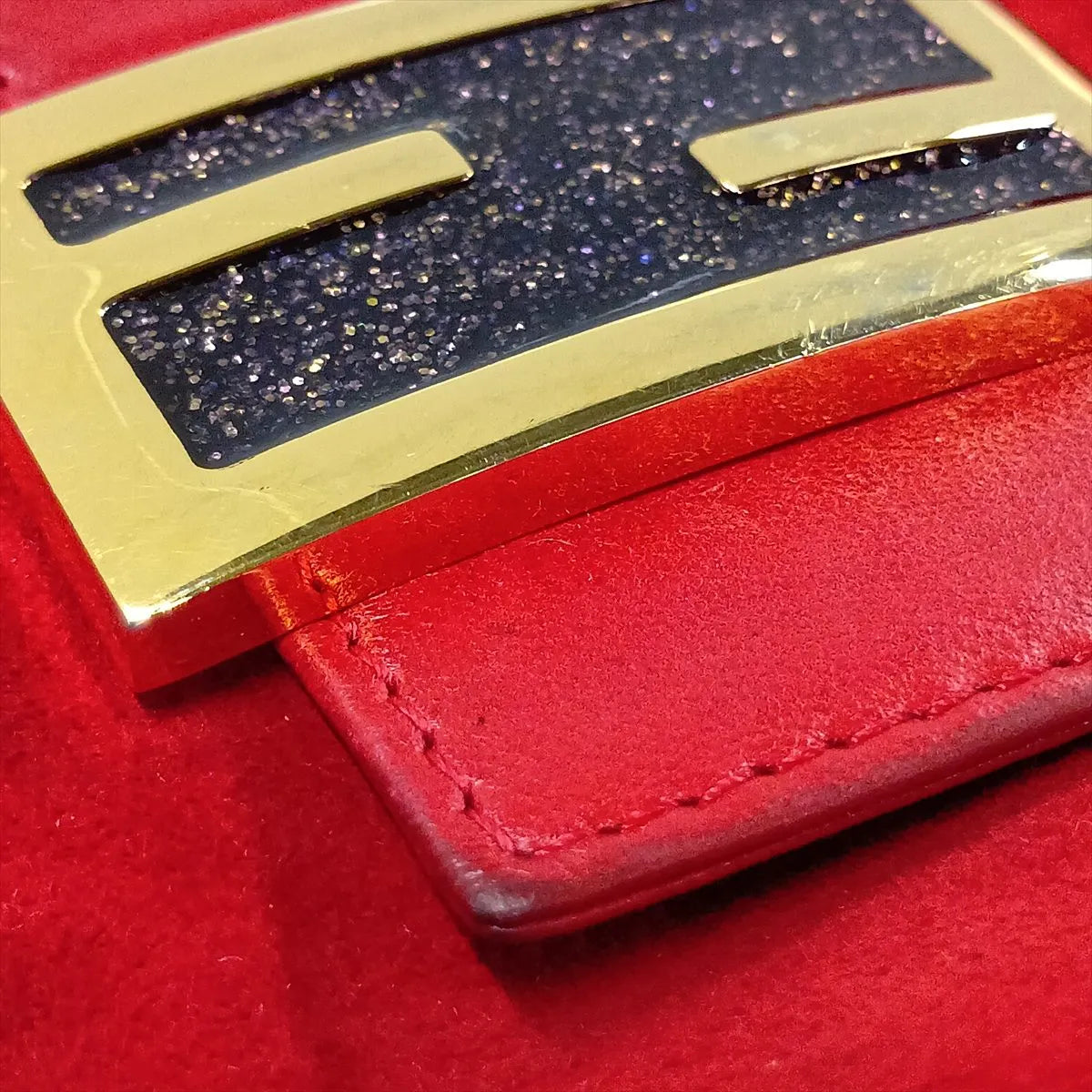 Fendi Mamma Baguette Red Suede