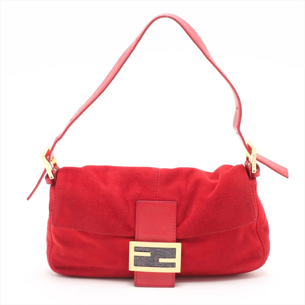 Fendi Mamma Baguette Red Suede